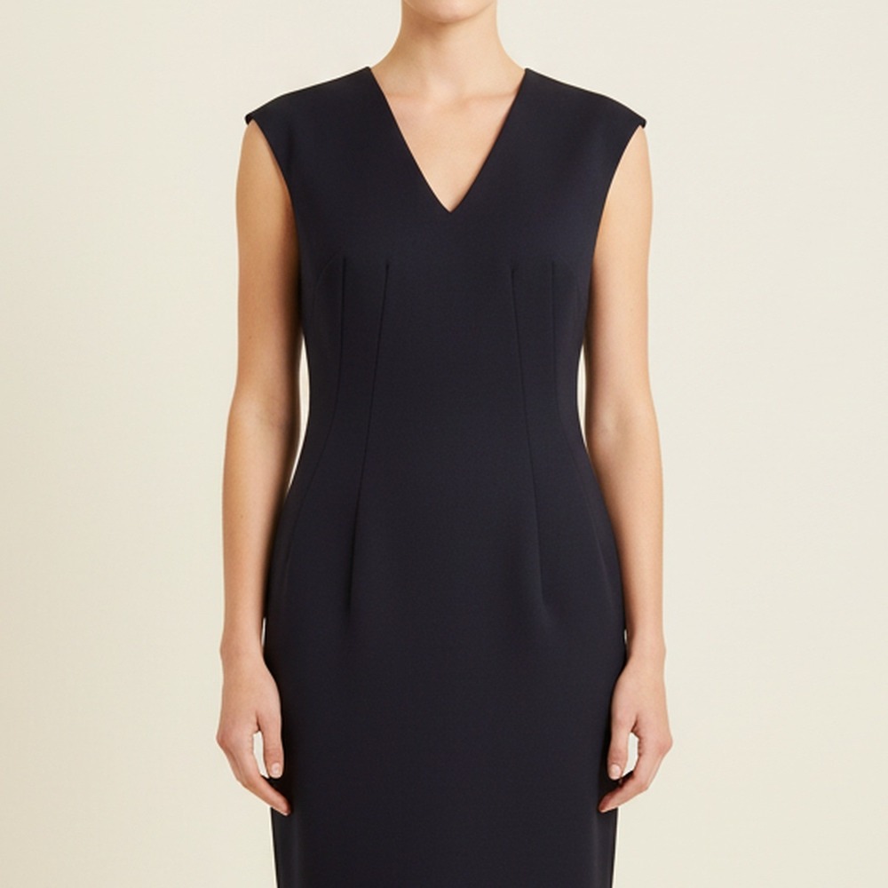 Reiss NWT Hayes Navy Cap Sleeve Tailored Sheath Dress V Neck US 6 UK 10